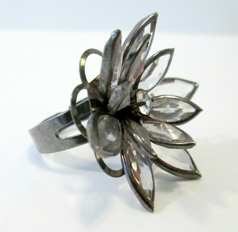 Adjustable Lotus Flower Statement Ring Framed Cle… - image 5