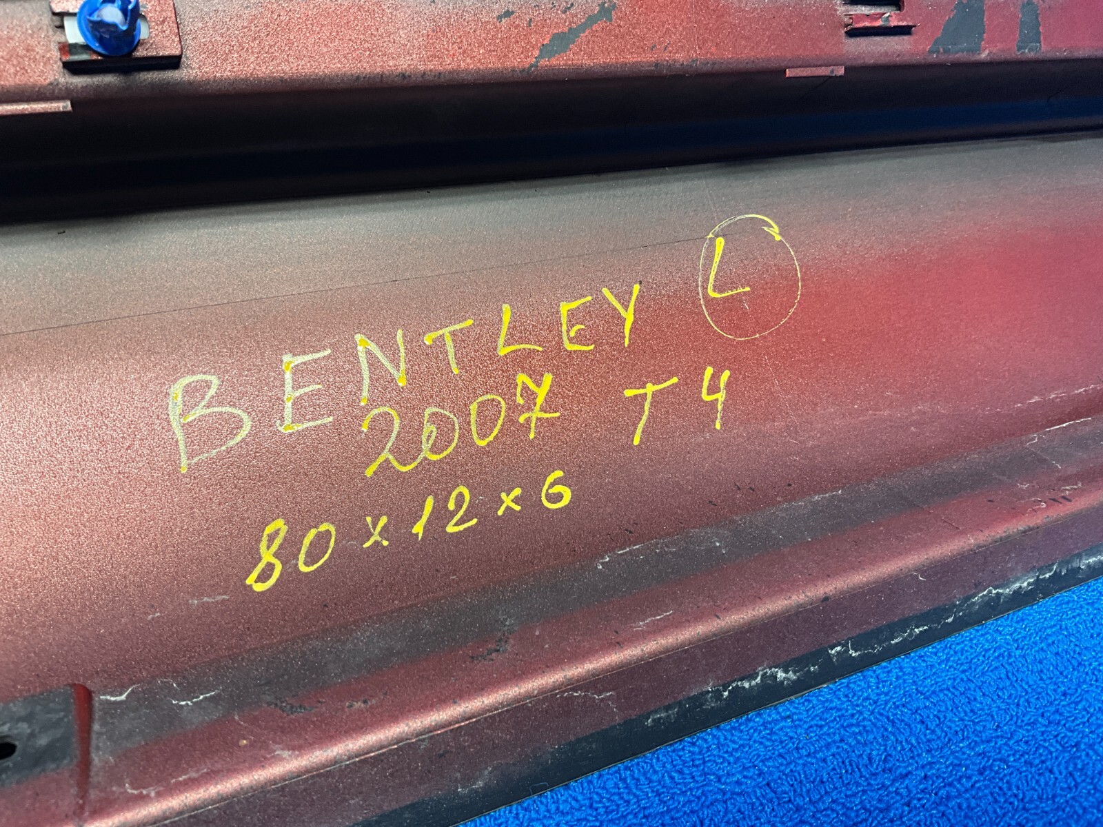 2007 - 2010 BENTLEY CONTINENTAL GTC LEFT DRIVER SIDE SKIRT ROCKET PANEL RED OEM