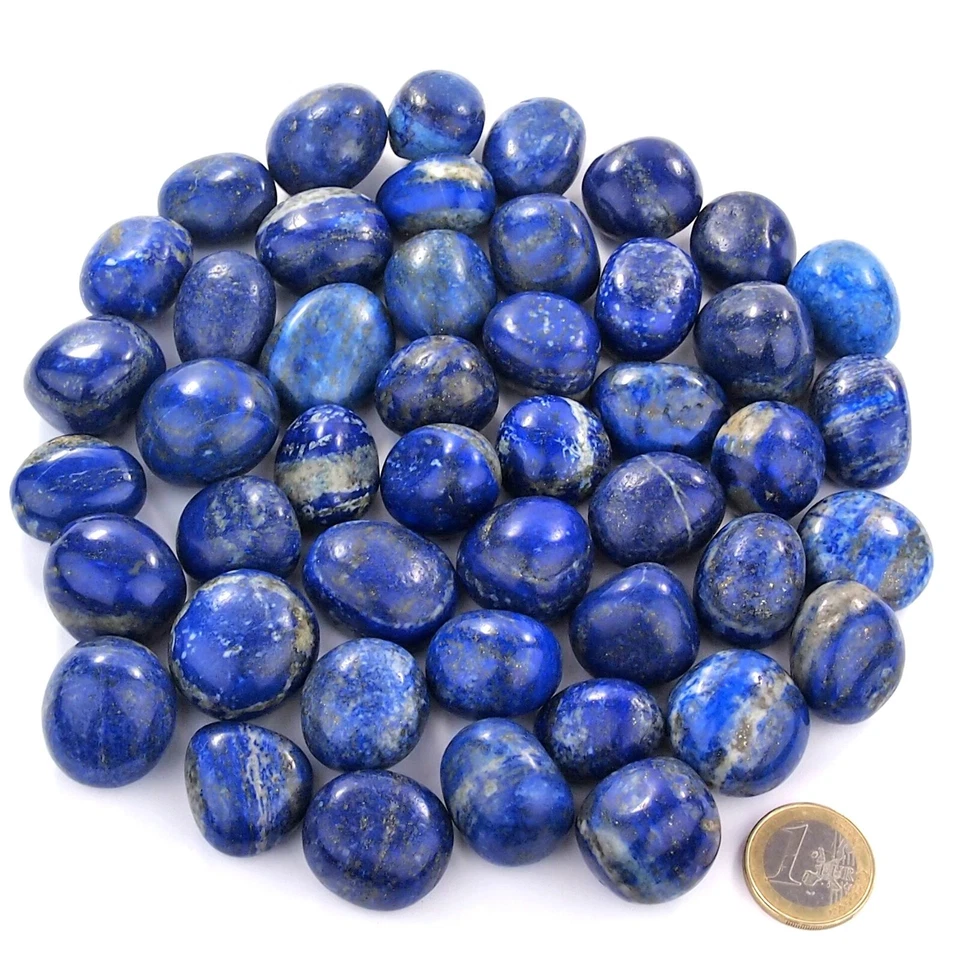 handpolierte Lapislazuli Trommelsteine Ø 25 - 30 mm A - Qualität aus Afghanistan - Bild 3 von 4