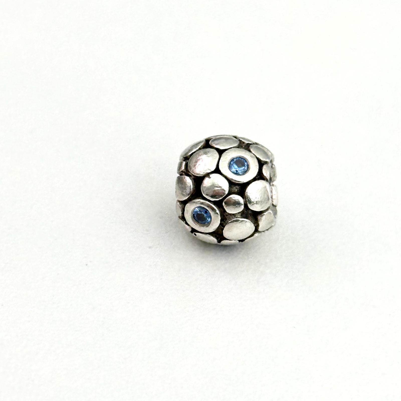 Pandora Retired 925 Sterling Silver Blue CZ Bubbles Charm Bead