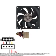 Fan Muffin Cooling DC 12V DC12V 12VDC  80mm 80x80x25 Link Depot 4-Pin Pass-Thru