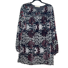 Abercrombie & Fitch Mini Dress S Floral Burnout Lined Black Burgundy Whimsigoth