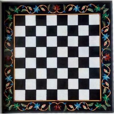 2'x2' Marble kids children game Chess Table Top Inlay Malachite