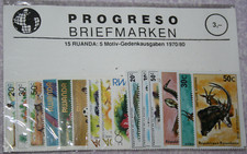 Lot Biefmarke "RUANDA" 5 Motive Gedenkausgabe 1970-80 in Folie Postfrisch (3160)