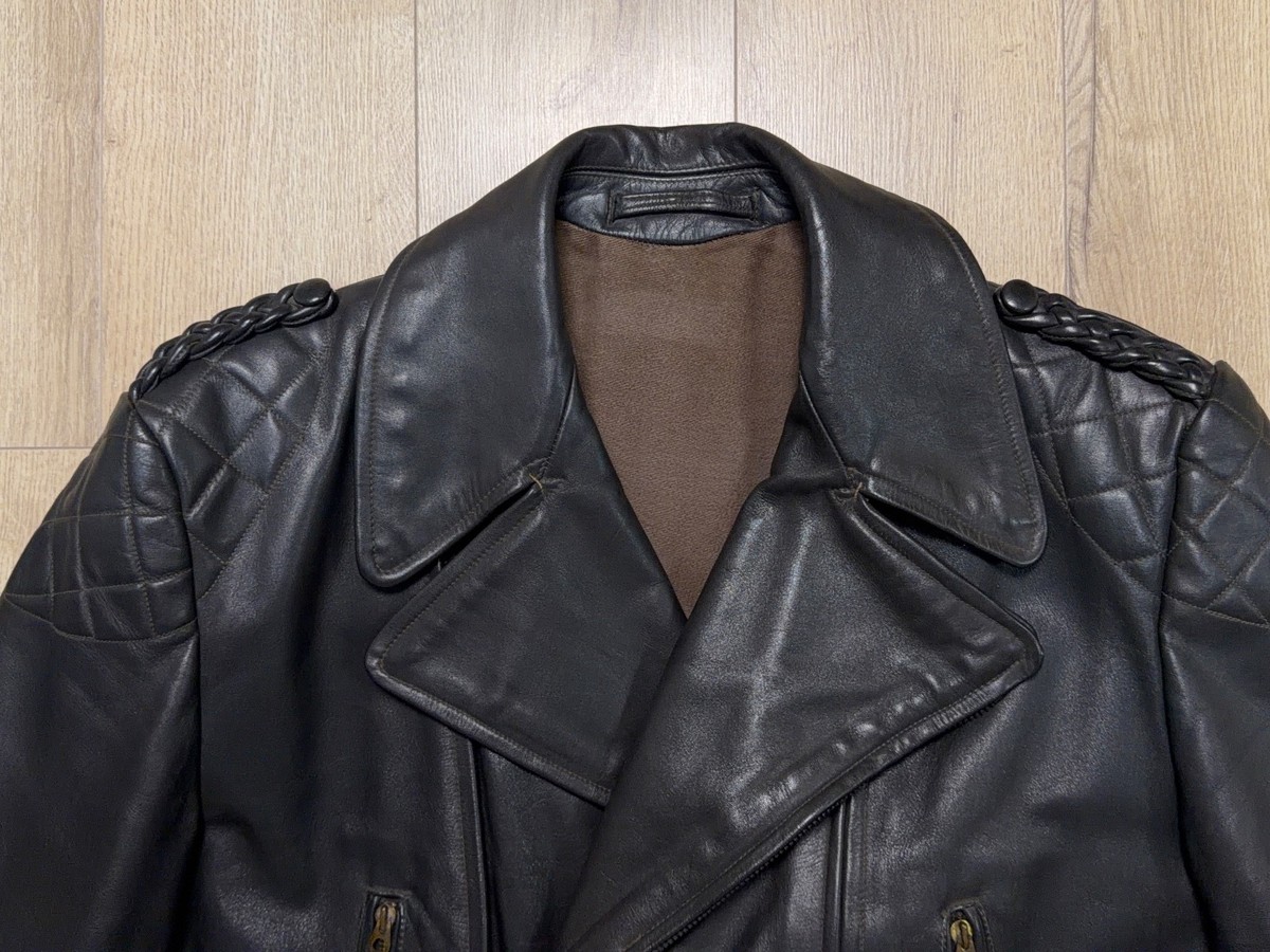 Vintage Mens 1960-70s German Leather Jacket Motorcycle Biker ZIPP