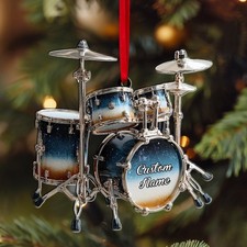Custom drummer ornament   personalized drum set gift for musicians and band fans