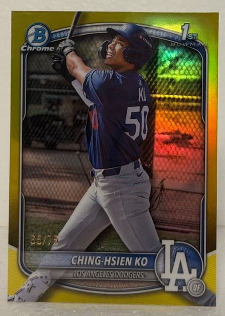 2025 Bowman Chrome Ching-Hsien Ko 1st Prospect Yellow Refractor /#75 Dodgers