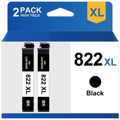 2-Pack 822XL T822 Ink Cartridge for Epson WorkForce WF-4834 WF-4820 WF-3855