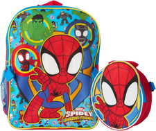 Spiderman 14" 3D Kids Backpack and Lunch Bag Set for School Lightweight Durabl