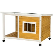 PawHut Cuccia da Esterno per Cane in Legno con Veranda e Tetto Inclinabile