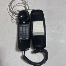 Vtg. At t Black Trimline 210 Landline Corded Push Button Phone Untested 