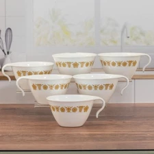 Vintage Corelle Livingware Butterfly Gold Hook Handle Cups Lot Of 6