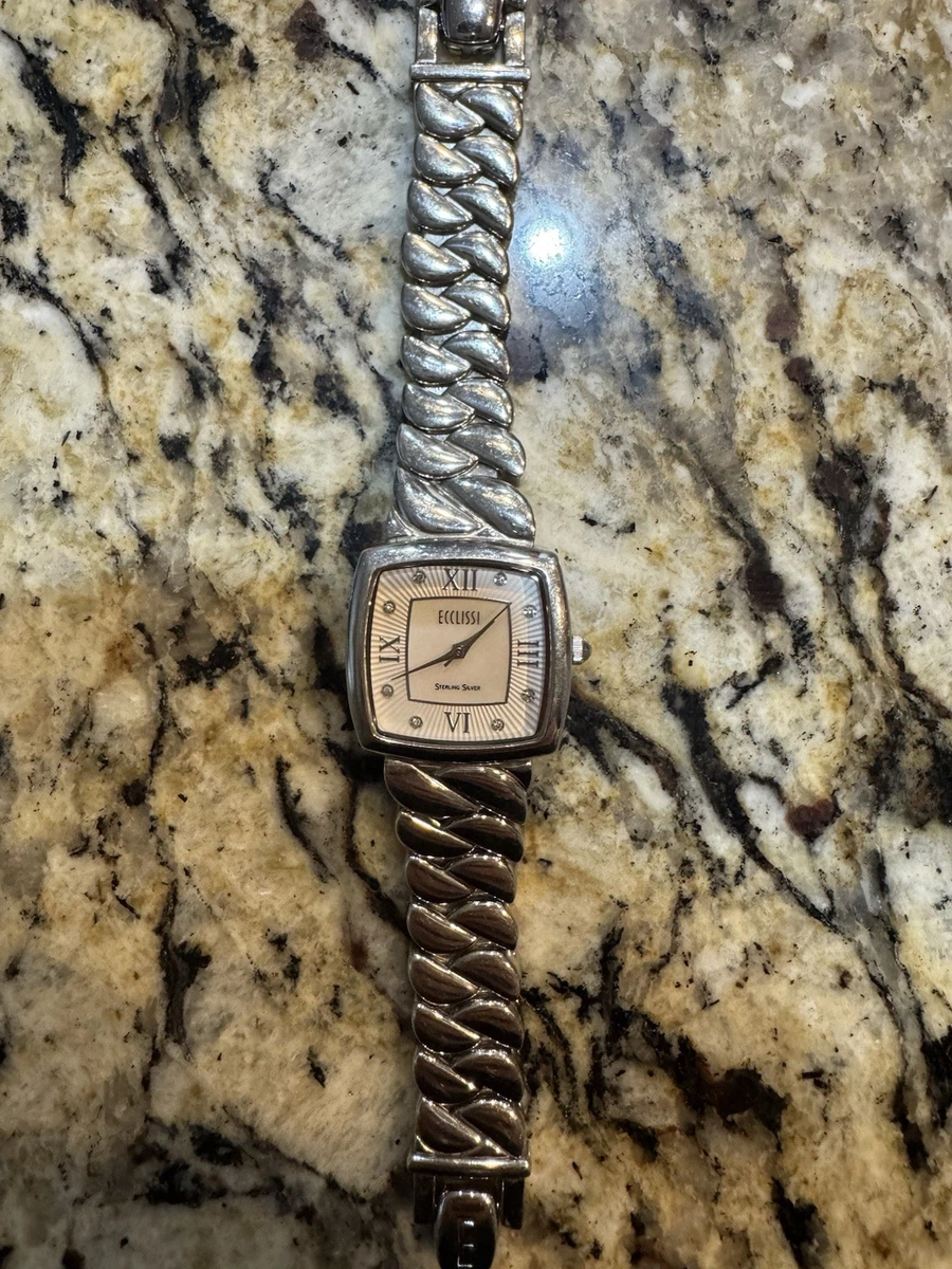 Ecclissi Facet Minimalist Stainless Steel Mesh Watch with Striped Dial Vintage Ecclissi 925 Sterling Silver Ladies Mesh Bracelet  main image 2