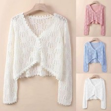 Damen Everyday Wear hohler Strickpullover Cardigan Mantel mit Ärmeln