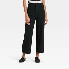 Women's High-Rise Cropped Pants - A New Day Black 8 A20