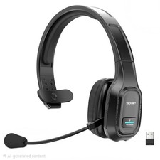 Wireless Headset With Noise Cancelling Mic For Phones PC, Truckers TECKNET HS001