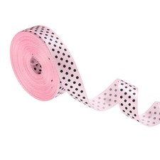 5/8 Inch x 10 Yard Polka Dots Grosgrain Ribbon Spool Fabric Ribbons Pink/Black