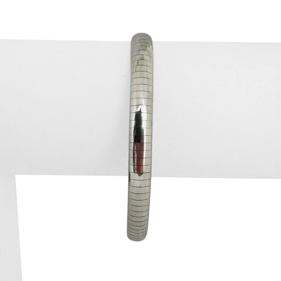 Brazalete de eslabones Omega de oro blanco de 14k 17g sólido de 6 mm Italia 7" Foto 3 de 4