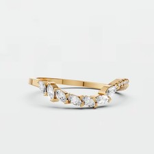 0.23 CT Marquise Cut Lab Grown Diamond Curved Wedding Band Gift For Her