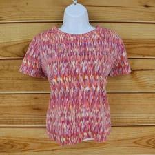 Studio Works The Studio T-Shirt Womens Size PM Pink Geometric 100% Cotton Soft