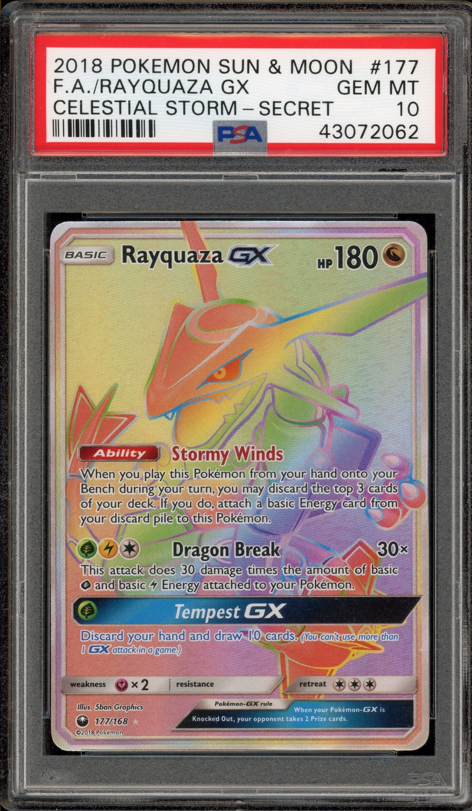 Pokemon Rayquaza GX Celestial Storm Secret Rare #177 PSA 10 Gem Mint
