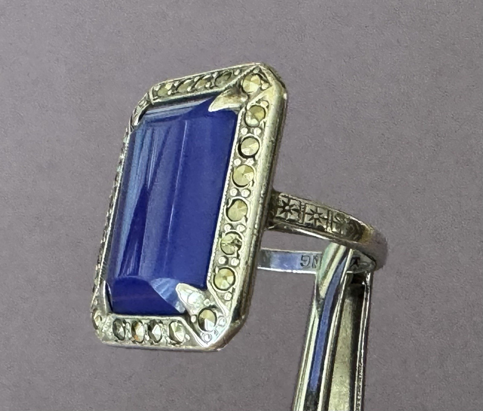 Large Rectangular Face Blue Lapis Lazulli Marcasi… - image 8