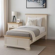 Brighton Warm White Painted Wood 3ft Single Bed GradeB Country Style Lime Washed