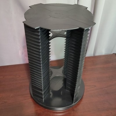 Fellowes 112 CD Carousel Rotating Black Storage Tower Spinner Rack 15.5  x 11''