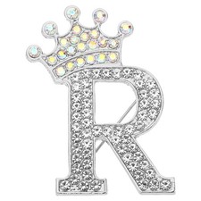 Letter Brooch Pins, Alphabet R Lapel Badges Pin, Silver Tone