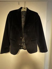 Lauren Ralph Lauren Rich Blue Velvet Blazer Sport Coat Paisley Lining Youth 14R