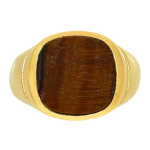 Authentic 18K Gold Plated Natural Tiger Eye - Africa Ring s.9 Jewelry TR01353