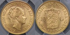 1933 Ten Gulden - PCGS MS65