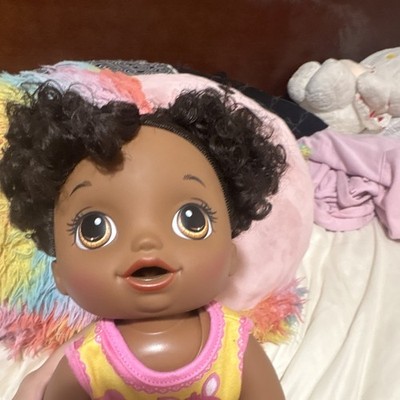 Play Doll Girl Bunny Outfit, Curly Black Hair, Brown Eyes, Plastic Set