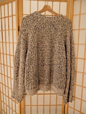 COS Grey White Knit Sweater Cotton Blend Crew Neck Women's Medium M