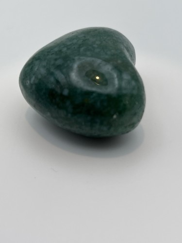 Green Stone Puffy  Heart-Shaped Carving, Approx. 1-1/2 inches tall. - Picture 6 of 7