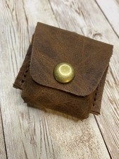 Airpods Gen 1 Or 2 Leather Case Rustic Brown Full Grain Leather Snap Keychain