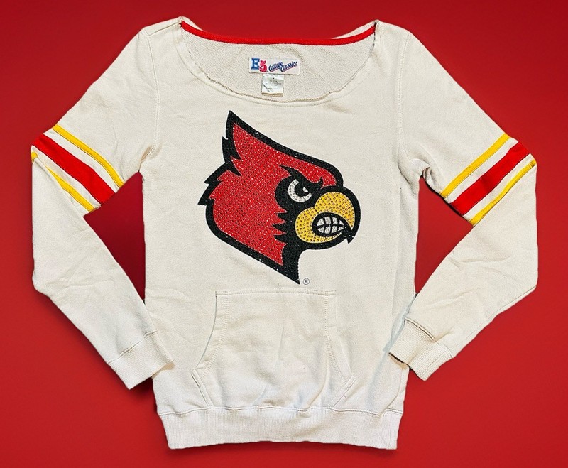 LOUISVILLE CARDINALS BLING SWEATSHIRT WOMENS MEDIUM MADE BY E5 COLLEGE CLASSICS