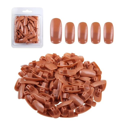 USA 100 Pcs Brown Replacement Refill Nail TIPS ONLY - For Flexible Training Hand