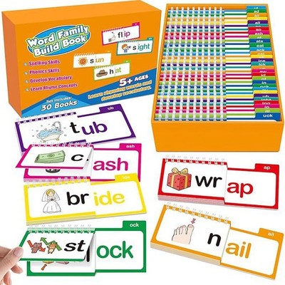 30 Read and Rhyme Flip Books,Word Families Flash Cards Sight Word Flash Cards JQ
