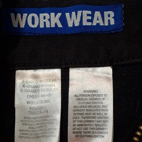 Walls Hooded Work Jacket Full Zip Black Thrashed Distressed Sun Faded XL image 4
