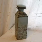 Frankoma Pottery Aztec Decanter 7JH In Woodland Moss w/ Stopper EXCELLENT