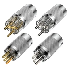 Rhodium Plated / Gold Plated US/EU Power Plug + IEC Adapter for HIFI Power Cable
