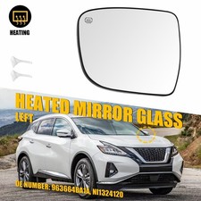 Left Side Mirror Glass Power Heated For 2014-2020 Nissan Rogue w/Backing Plate