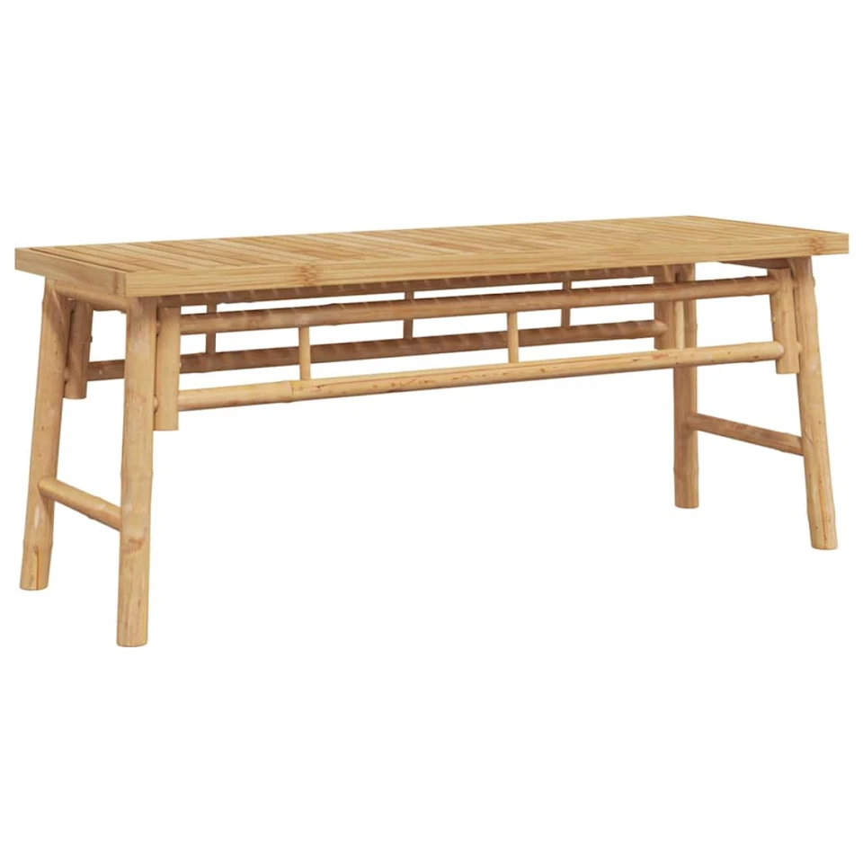 Bench Brown Bamboo 110 x 38 x 45 cm Outdoor Bamboo Fibre Seat Minimalist Console - Image 2 of 4