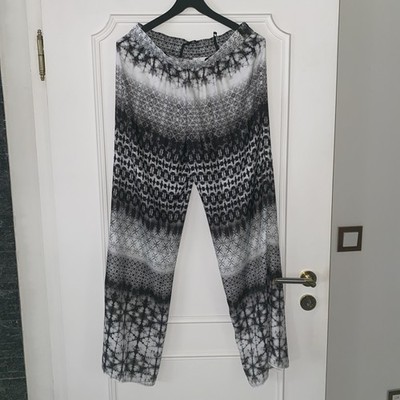 Sommerhose Damen leicht und luftig Gr. 38/40 schwarz/weiss Gummizug