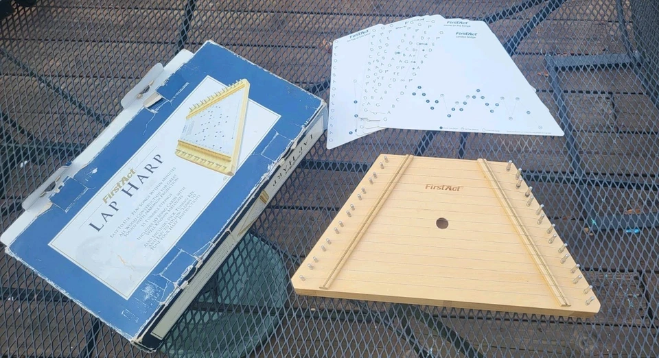 Instrumento musical de madera Dulcimer de arpa de regazo de primer acto de 15" con 10 hojas de canciones Foto 3 de 4