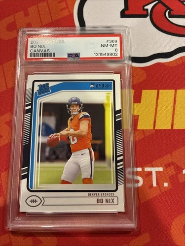 2024 Panini Donruss - Rated Rookie Bo Nix #369 Press Proof Canvas (RC) PSA 8