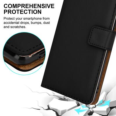 Moozy Custodia a portafoglio per Huawei P30 Lite, nero carbone - Protezione dei bordi in metallo Copertura flip magnetica con supporto per carte di credito - Moozy