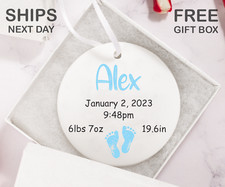 Personalized Newborn Birth Stats Ornament Baby Birth Stat Baby First Christmas