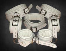 7 PIECE HEAVY DUTY REAL LEATHER BONDAGE RESTRAINTS ( WRIST NECK ANKLE & THIGH )